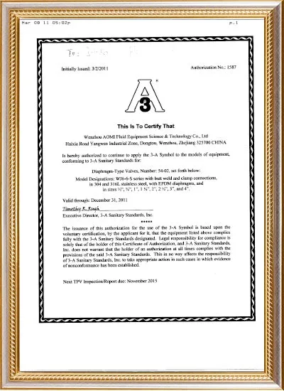 Our Certificate
