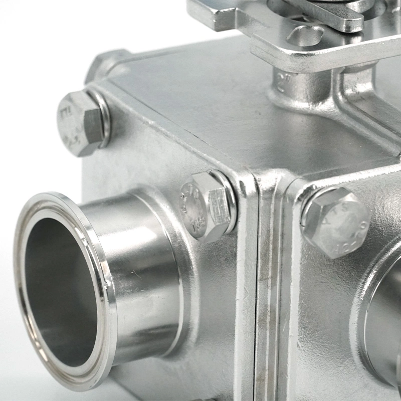 Sanitary Pneumatic Square Three-Way Ball Valve